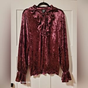 Social Collision Men's Velvet Long Sleeve Shirt SM Purple Vampire Goth Romantic